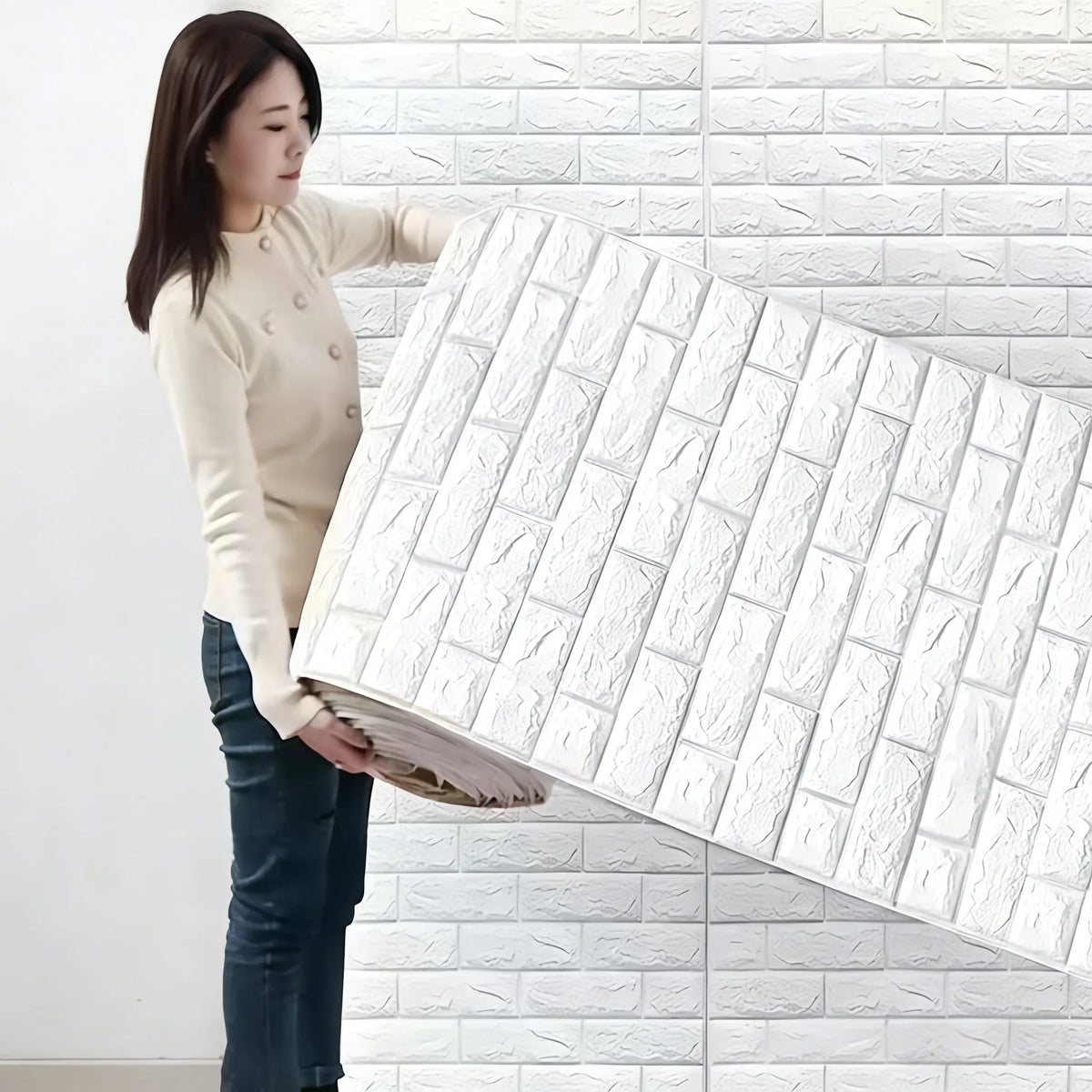 Retro Faux Brick Wall Sticker – Waterproof Peel & Stick PVC Wall Sticker Tile Qme