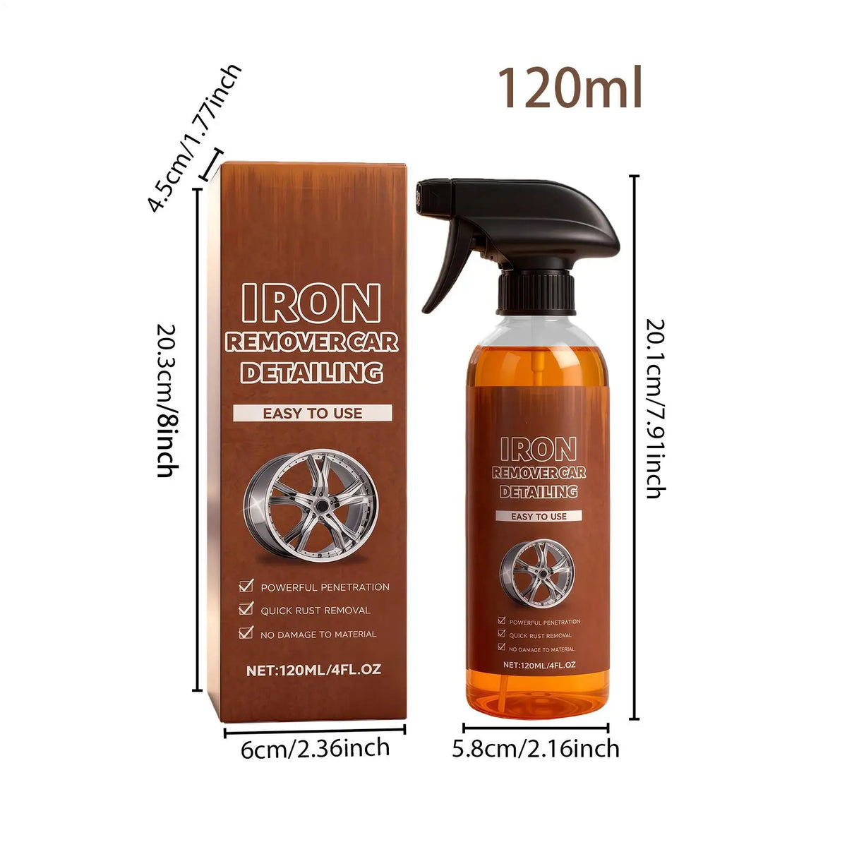 Fast-Acting Iron & Rust Stain Remover Spray for Cars – 120ml Car Detailing Spray Qme