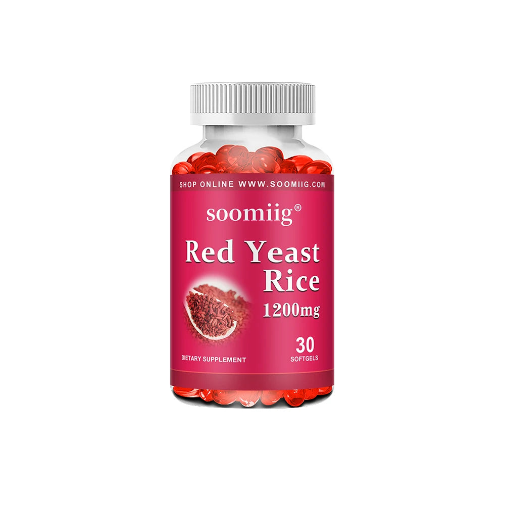Red Yeast Rice 1200mg + CoQ10 100mg Capsules – 120ct Dietary Supplement Qst 30 count-1 bottle