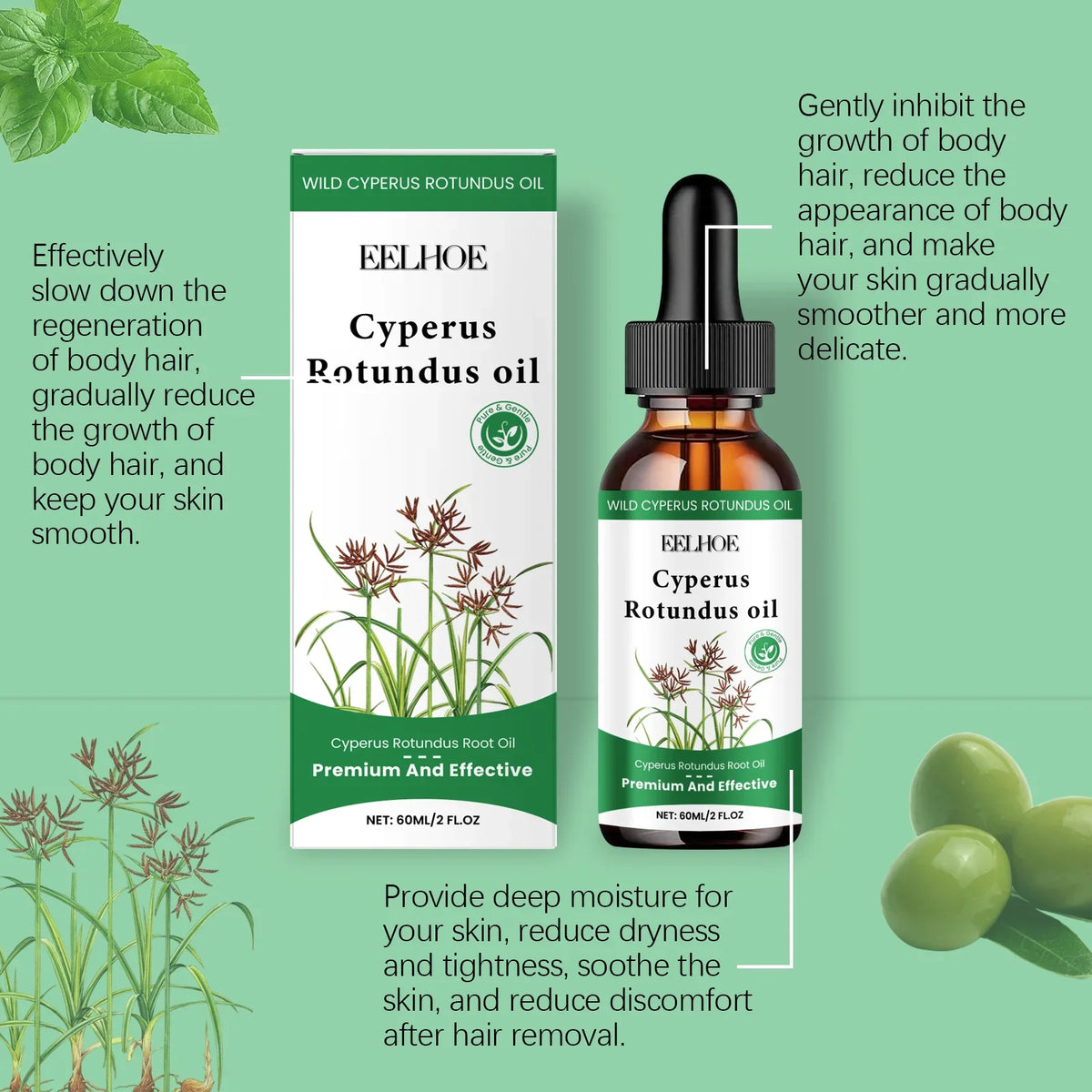 Cyperus Rotundus Oil Hair Inhibitor Serum | Smooth Body Skin Hair Inhibitor Serum Qme