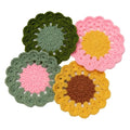 Handmade Crochet Flower Drink Coasters – Table Decor & Gift Crochet Drink Coasters Qme 1 set(4Pcs)