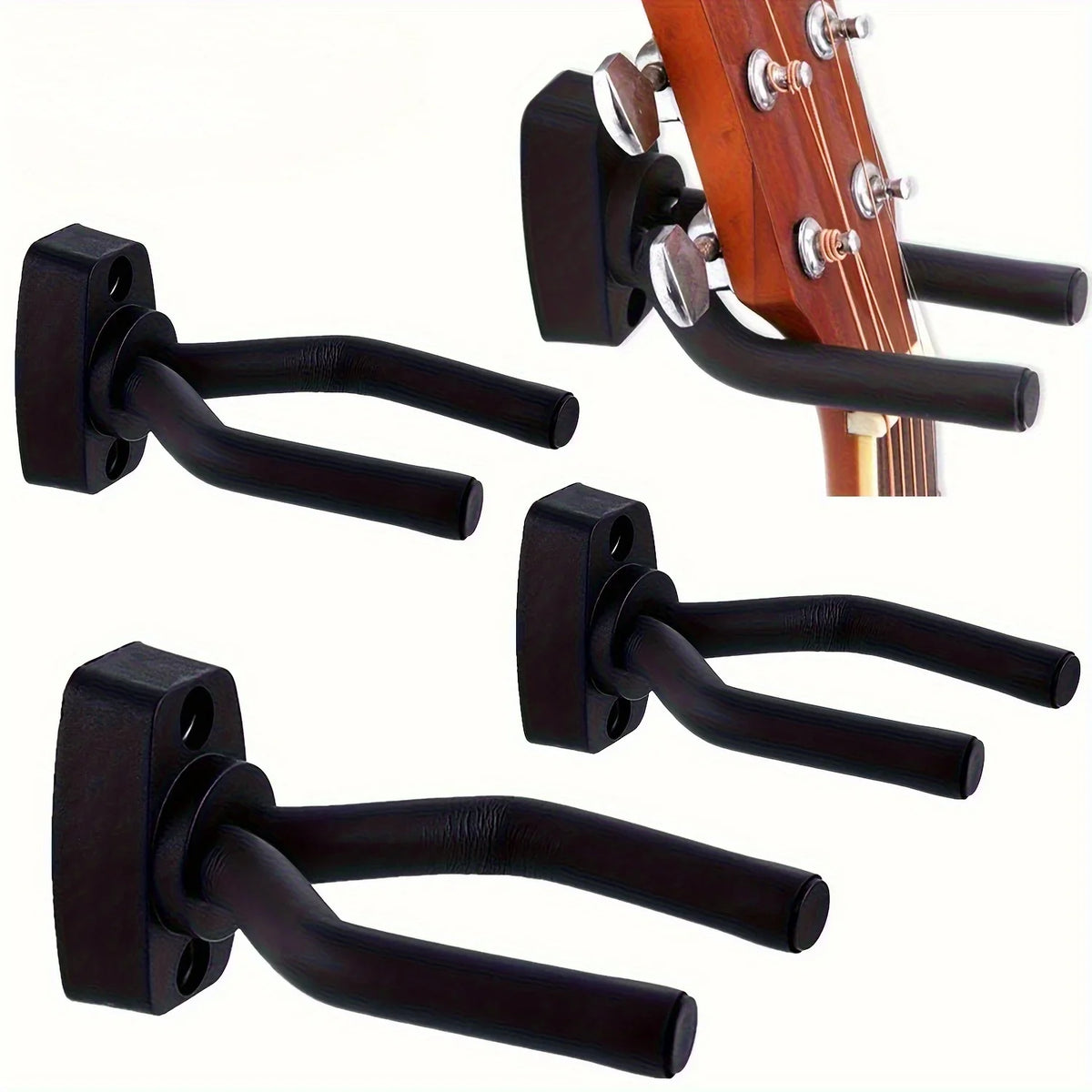 Black Metal Guitar Wall Hanger – Multi-Instrument Hook Set Guitar Wall Hanger Qme