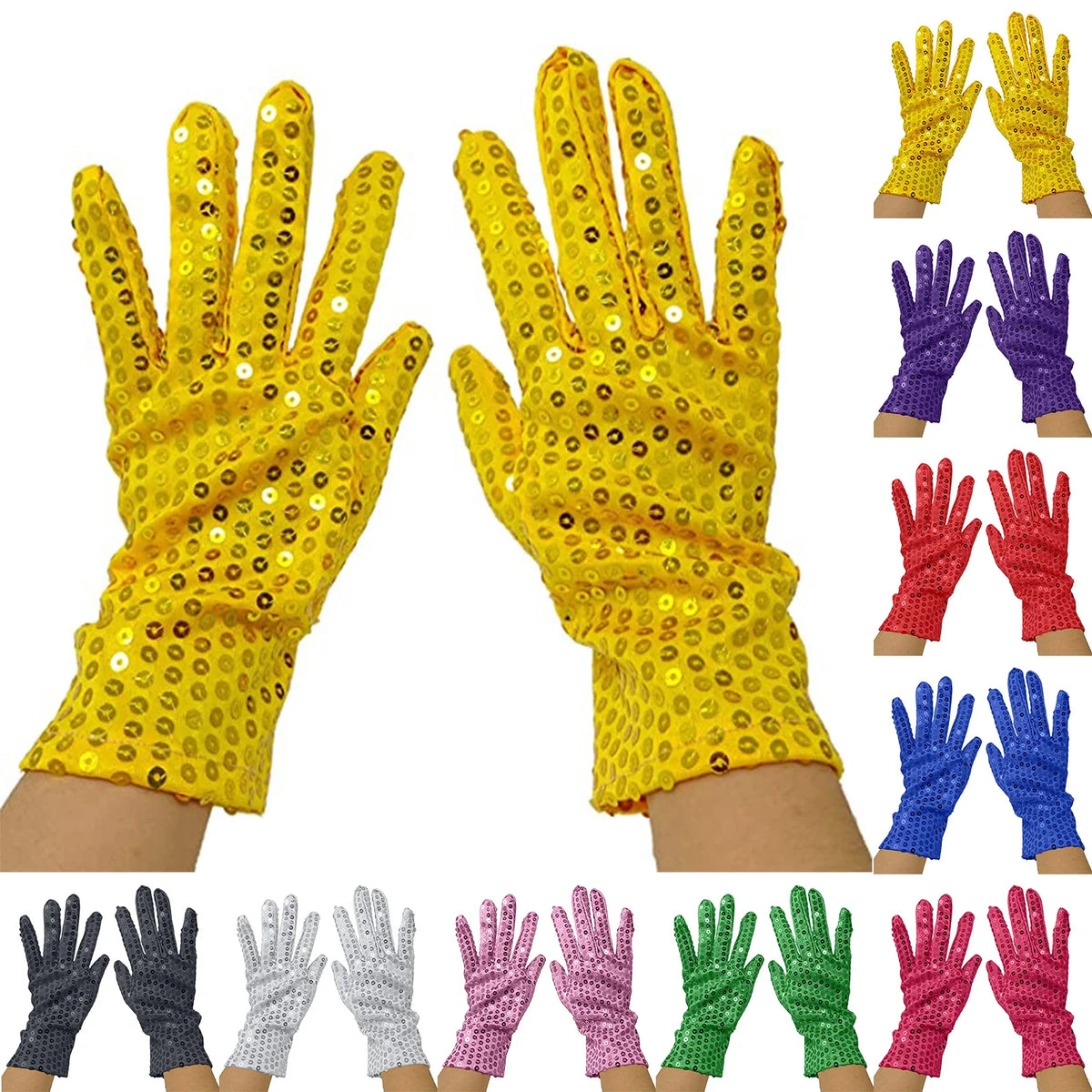 Sequin Dance Performance Gloves – Unisex Adult Carnival Sequin Performance Gloves Qme