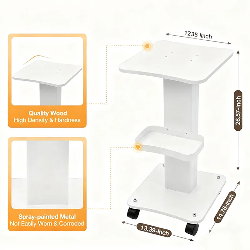 Maelsrom Beauty Cart Mobile Trolley – Salon Spa Nail Storage Salon Storage Cart Qst Pearl White