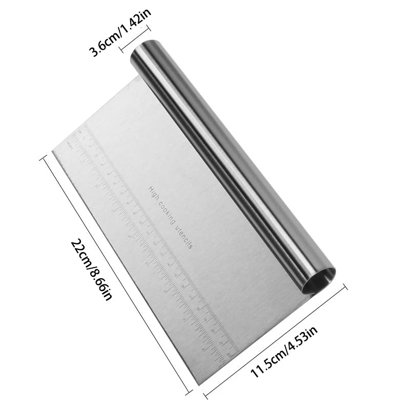 Stainless Steel Dough Scraper & Flour Cutter with Scale – 3 Sizes Dough Scraper Qst 22cm