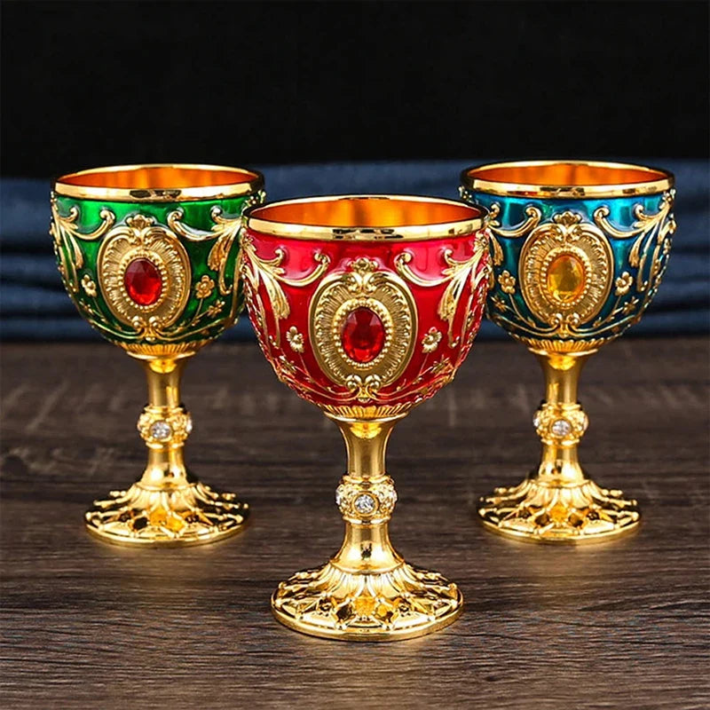 Vintage Embossed Metal Chalice Goblet – Wine & Décor Cup Decorative Chalice Goblet Qme