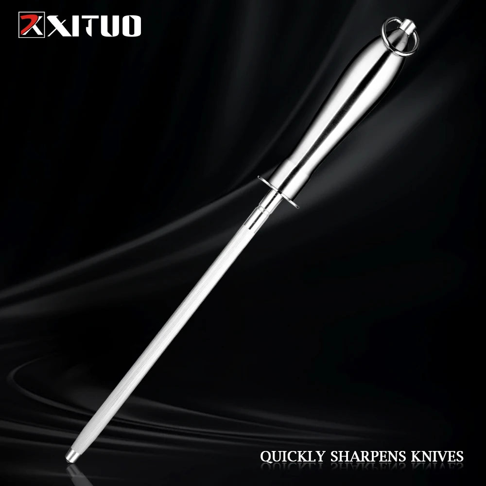XITUO 12" Diamond Carbon Steel Knife Sharpener Rod | Pro Chef Knife Sharpener Rod Qst MDB23024B XL