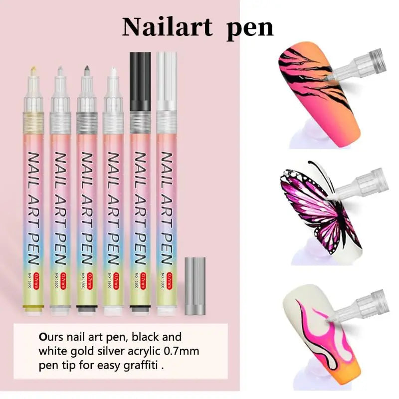 4-Pack Colorful Nail Art Graffiti Pens – Waterproof Fine Tip Nail Art Pens Qme