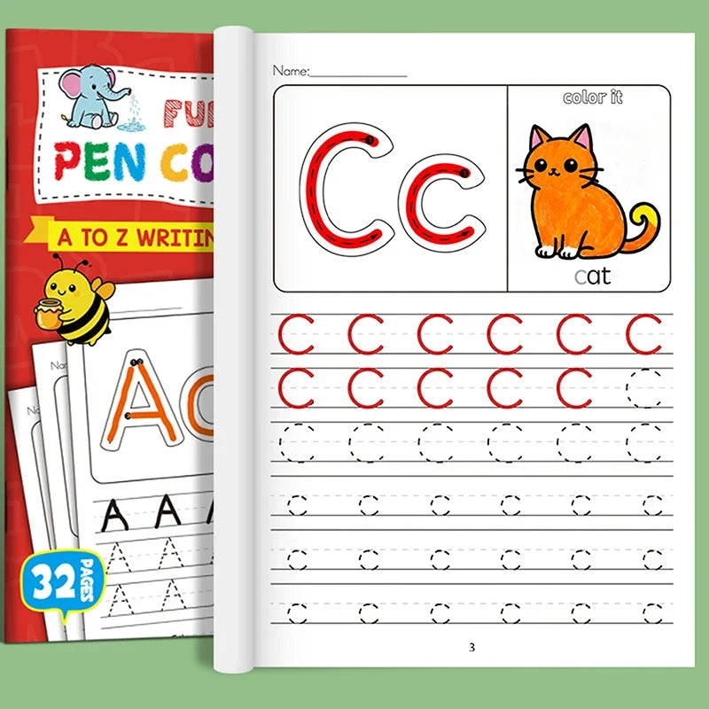Children's A-Z Alphabet Practice Book – Writing & Drawing Kids Activity Book Qme