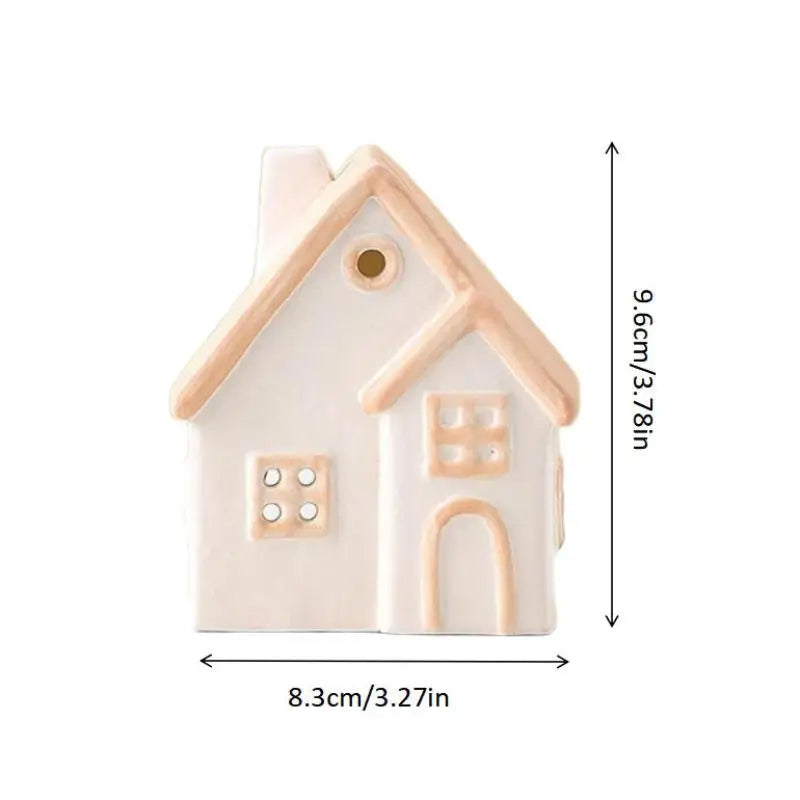 Painted Ceramic House Candle Holder – Christmas Home Decor Ceramic Candle Holder Qst