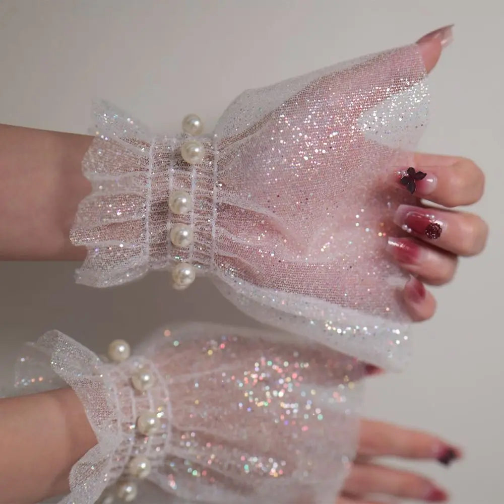 Tulle Sequin Nail Art Background Wrist Fake Sleeves 15cm Nail Art Accessory Qme