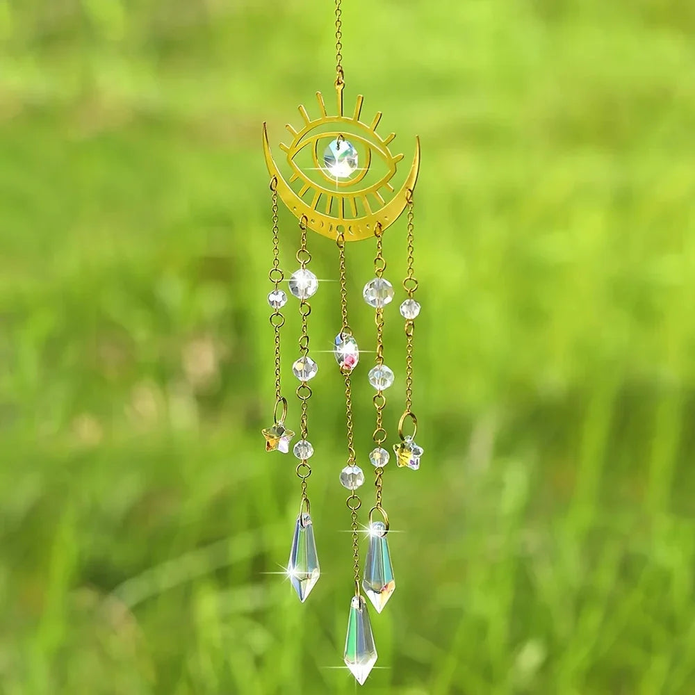 Moon Crystal Pendant Sunlight Catcher – Garden Hanging Decor Crystal Hanging Ornament Qme