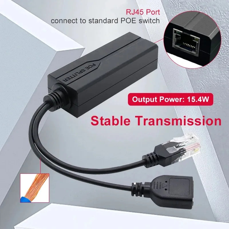 MicroUSB PoE Splitter 48V to 5V Gigabit Ethernet Power Module PoE Splitter Module Qme