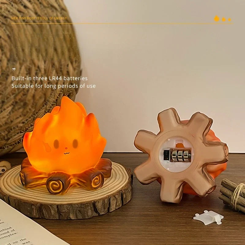 Cartoon Bonfire LED Night Light | Electronic Candle Bedside Lamp LED Night Light Qme