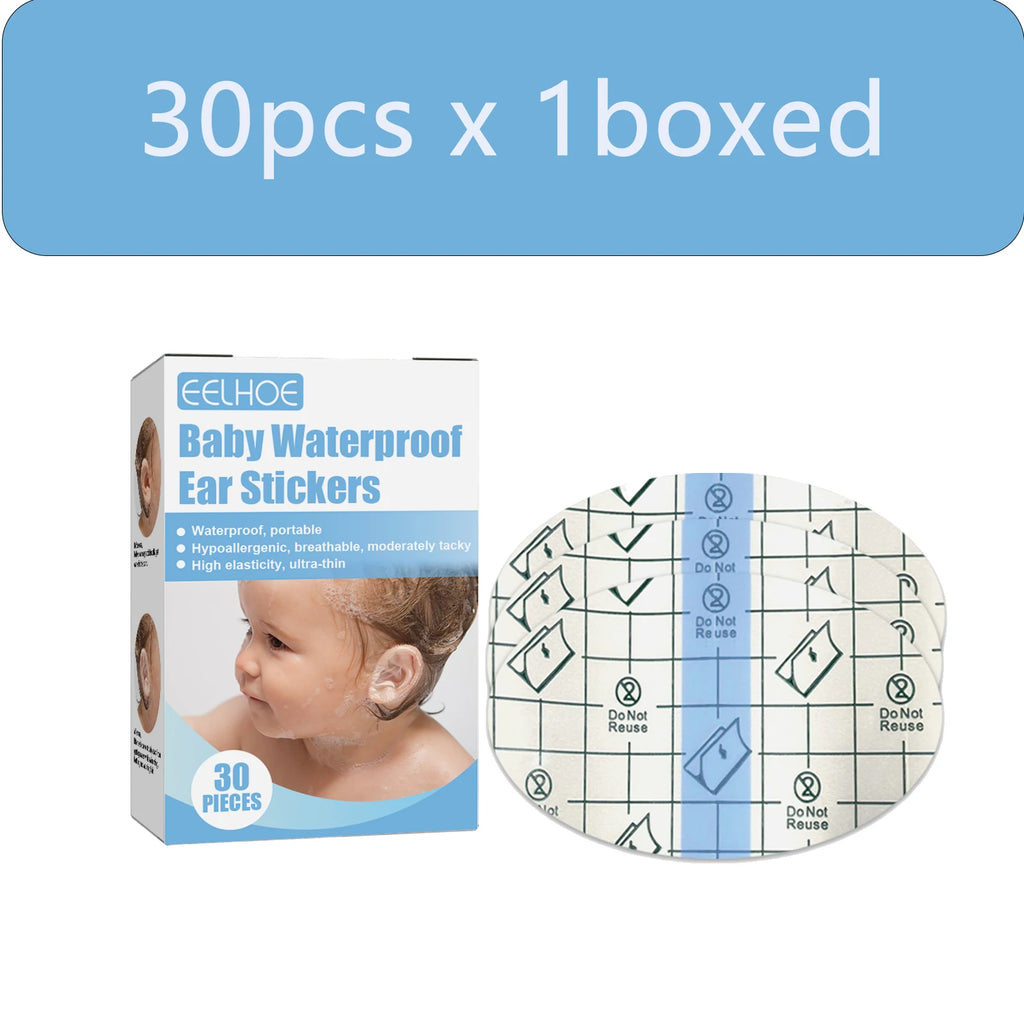 30pc Baby Waterproof Ear Stickers – Swim & Shower Ear Protection Ear Protection Stickers Qst 30pcs x boxed