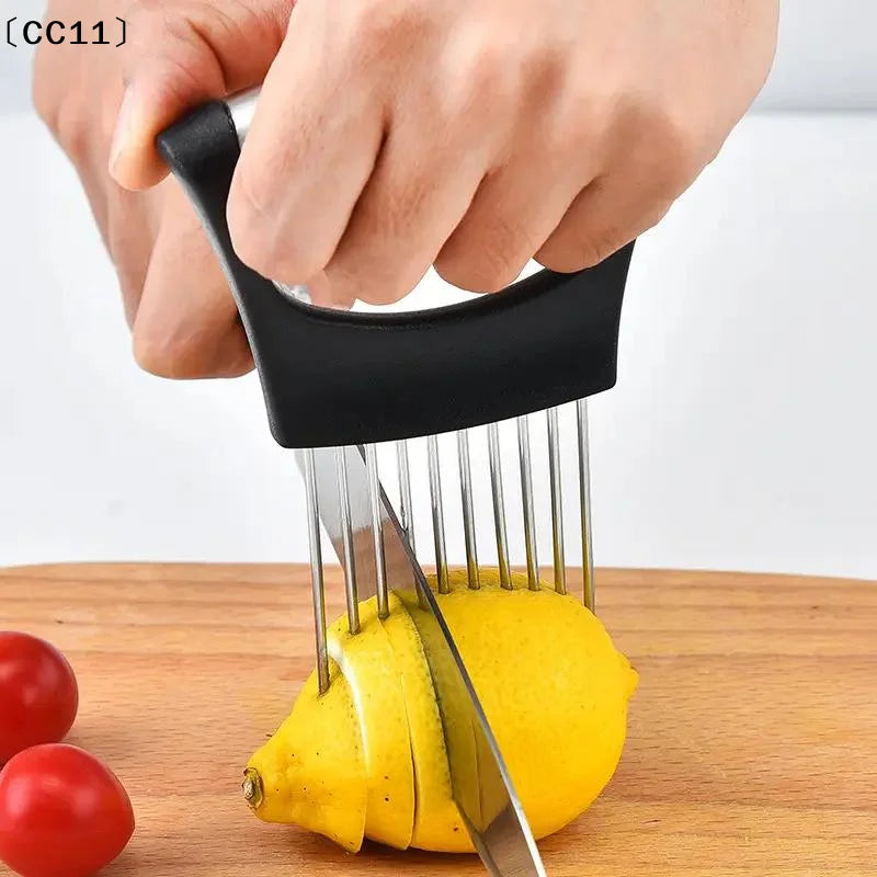 Stainless Steel Onion & Tomato Slicer Holder Kitchen Tool Vegetable Slicer Holder Qme