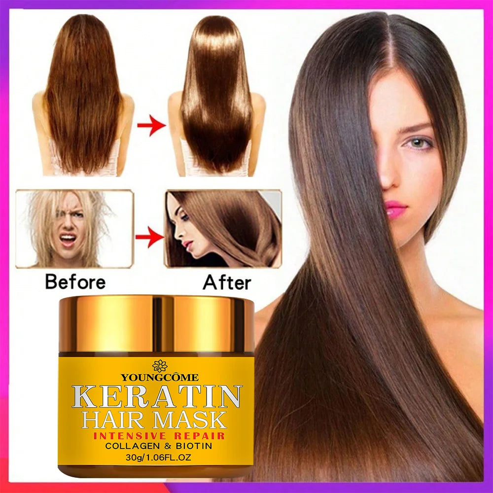 YOUNGCOME Keratin Hair Mask – Biotin & Collagen Treatment Keratin Hair Mask Qst