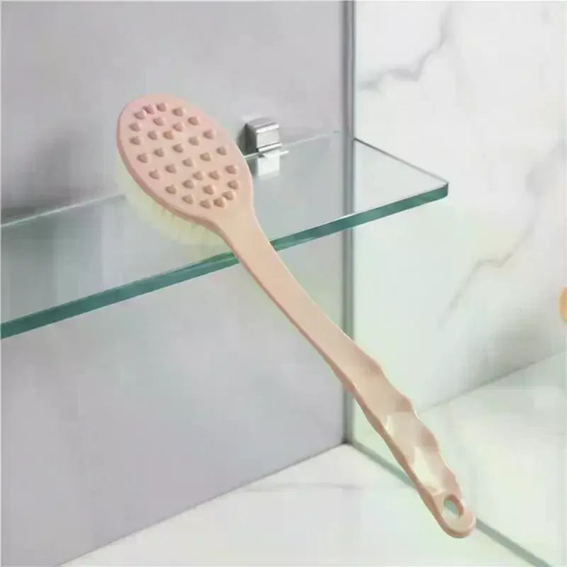 Long Handle Back Brush – Soft Bristles & Massage Nodes for Shower Shower Back Brush Qme