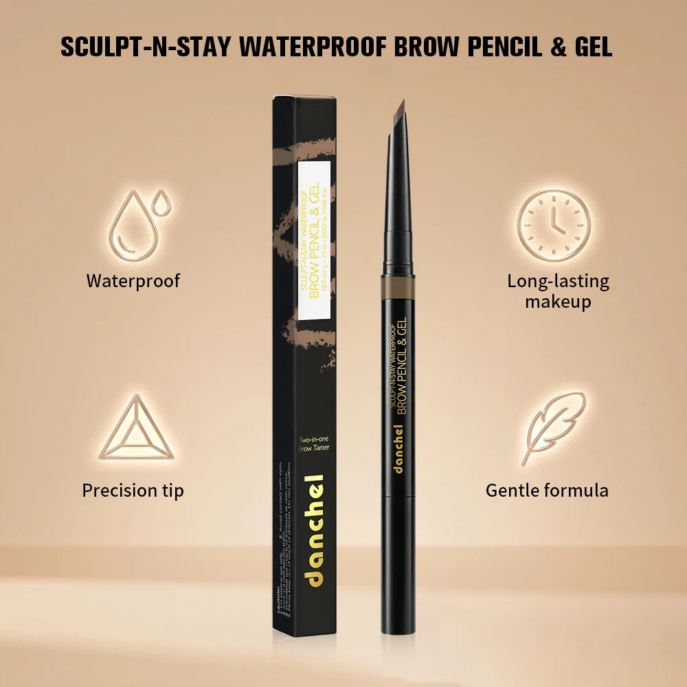 Dual-Ended Wild Brow Pencil & Setting Gel – Waterproof Eyebrow Pencil & Gel Qst