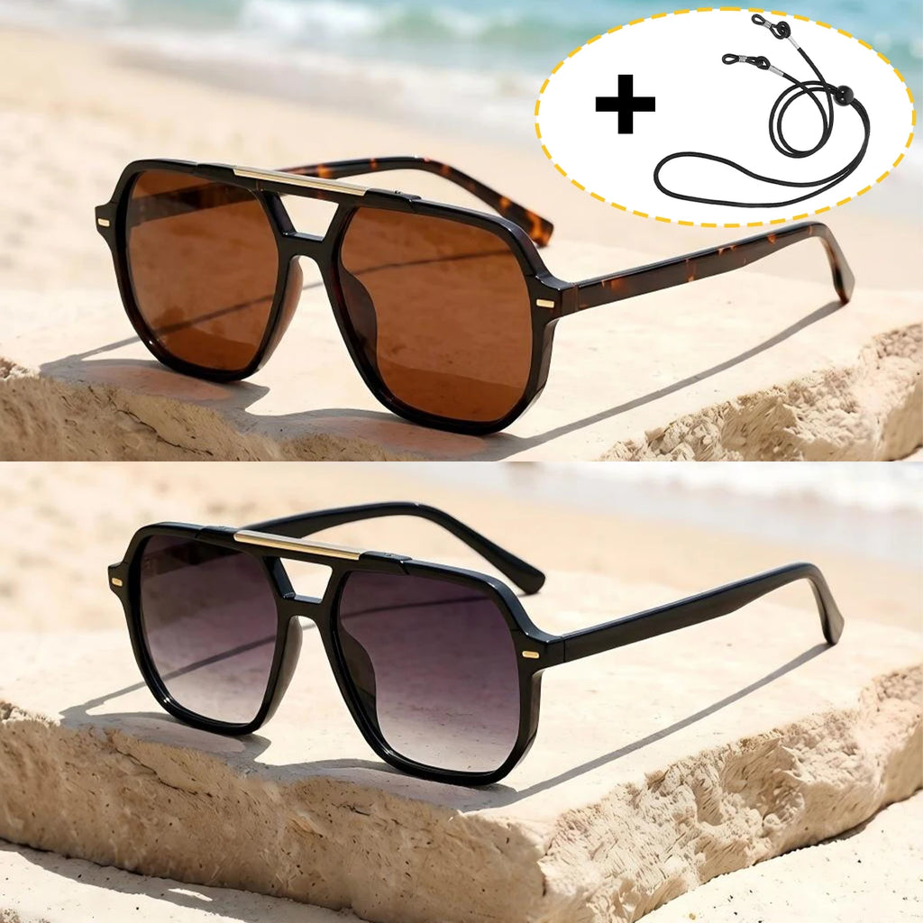 VOPHA Square UV400 Gradient Sunglasses – Double Bridge Style Fashion Sunglasses Qst