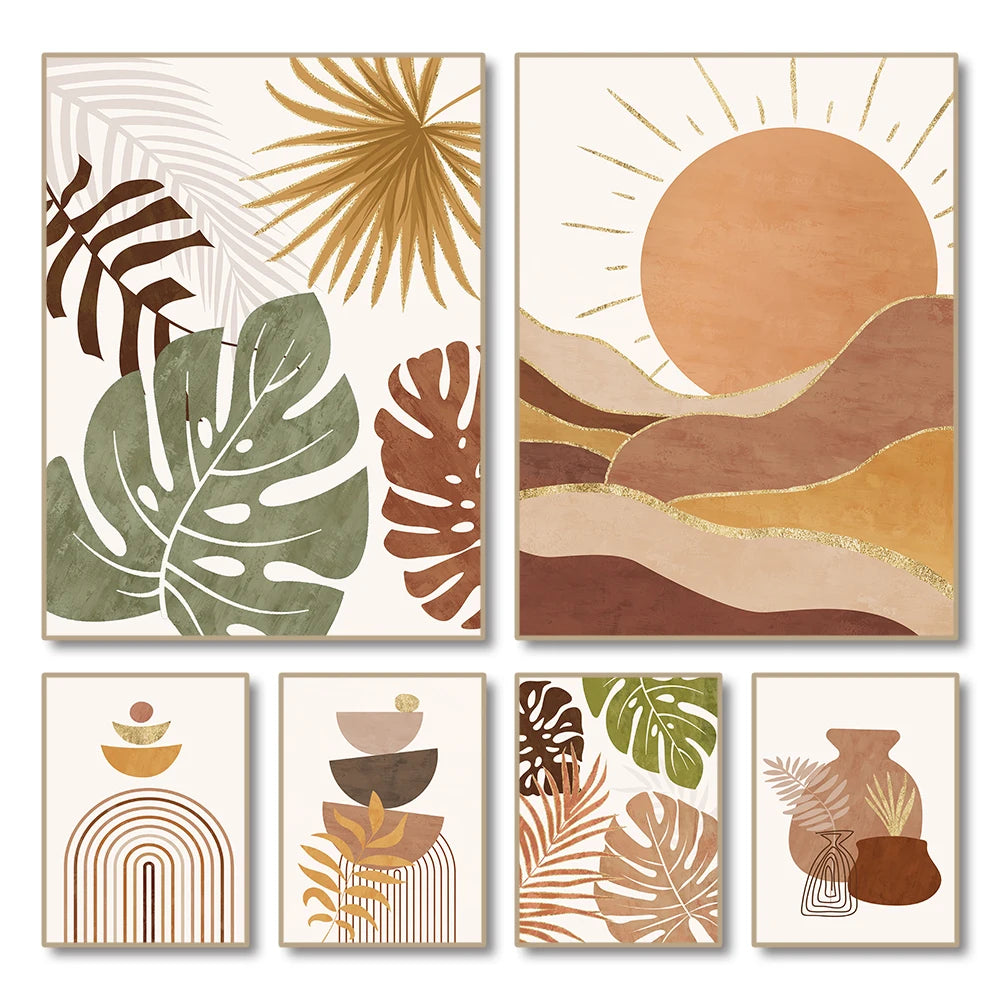 Boho Abstract Canvas Wall Art – Geometric Desert Print Canvas Wall Art Qst