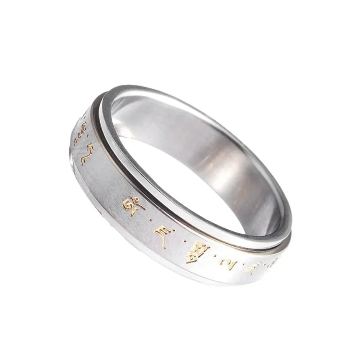 Men's Buddha Spinning Mantra Ring | Titanium Steel Lucky Charm Spinning Mantra Ring Qme
