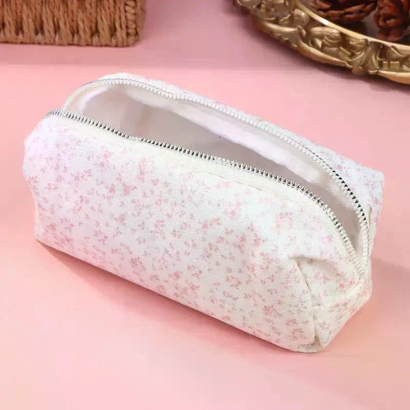 Large Capacity Pink Floral Pencil Pouch & Handheld Pen Bag Pencil Pouch Qme