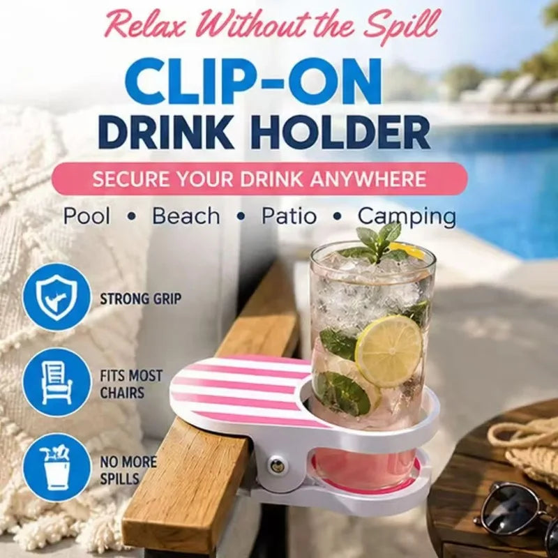 Clip-On Drink Holder for Desk, Camping & Tableside Clip-On Cup Holder Qme