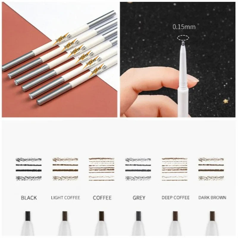 Waterproof Dual-Ended Eyebrow Pencil & Brush – 6 Colors Eyebrow Pencil Qme