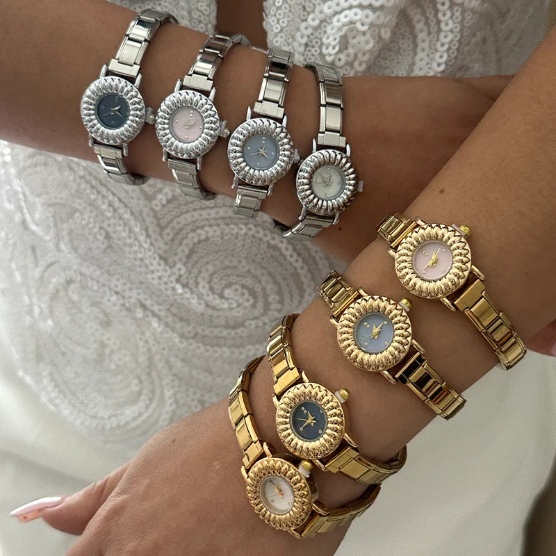 Women's Stainless Steel Round Bangle Watch Bracelet Bangle Watch Bracelet Qme