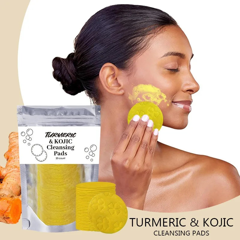 Turmeric & Kojic Acid Cleansing Pads – Exfoliate & Balance Skin Facial Cleansing Pads Qst