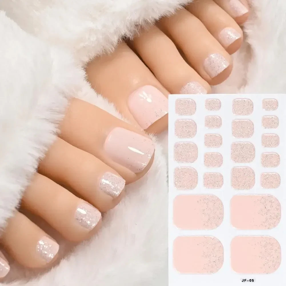 French Black Toe Nail Stickers – 22 Tips No-Bake Wraps Toenail Sticker Wraps Qme E CN