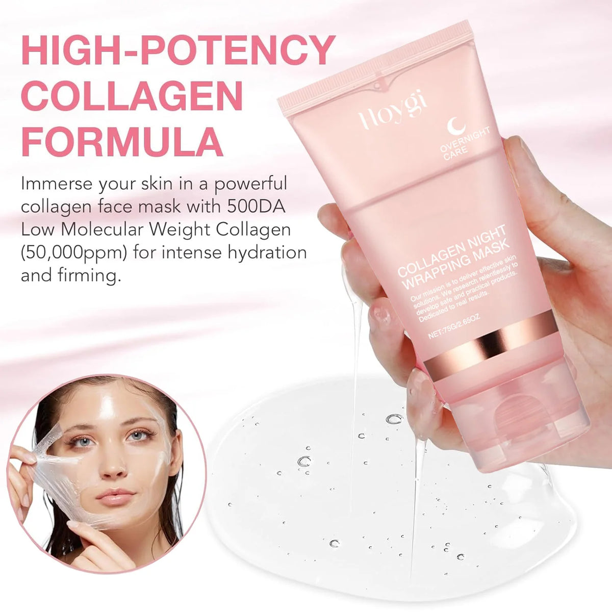 REAROYA Collagen Overnight Peel-Off Facial Mask 75ml Collagen Face Mask Qst