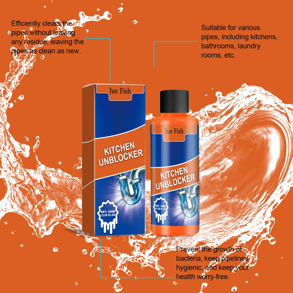 100ml Pipe Drain Unblocker – Fast Clog & Odor Remover Liquid Drain Unblocker Qst