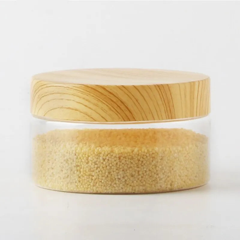 Wood Grain Sealed Storage Jar – Clear Plastic Food Container Food Storage Jar Qme 3pcs 200ml