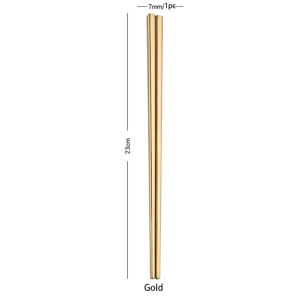 Stainless Steel Anti-Slip Chopsticks – Colorful, 23cm, 1 Pair Stainless Steel Chopsticks Qme Gold