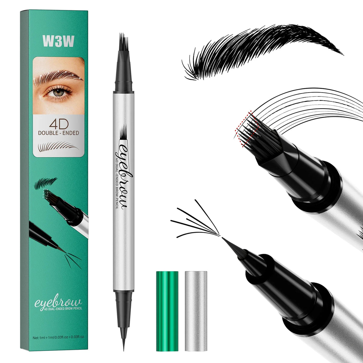 Dual-Ended Waterproof Eyebrow Pencil & Eyeliner – 5 Colors Eyebrow Pencil Qme W683-5
