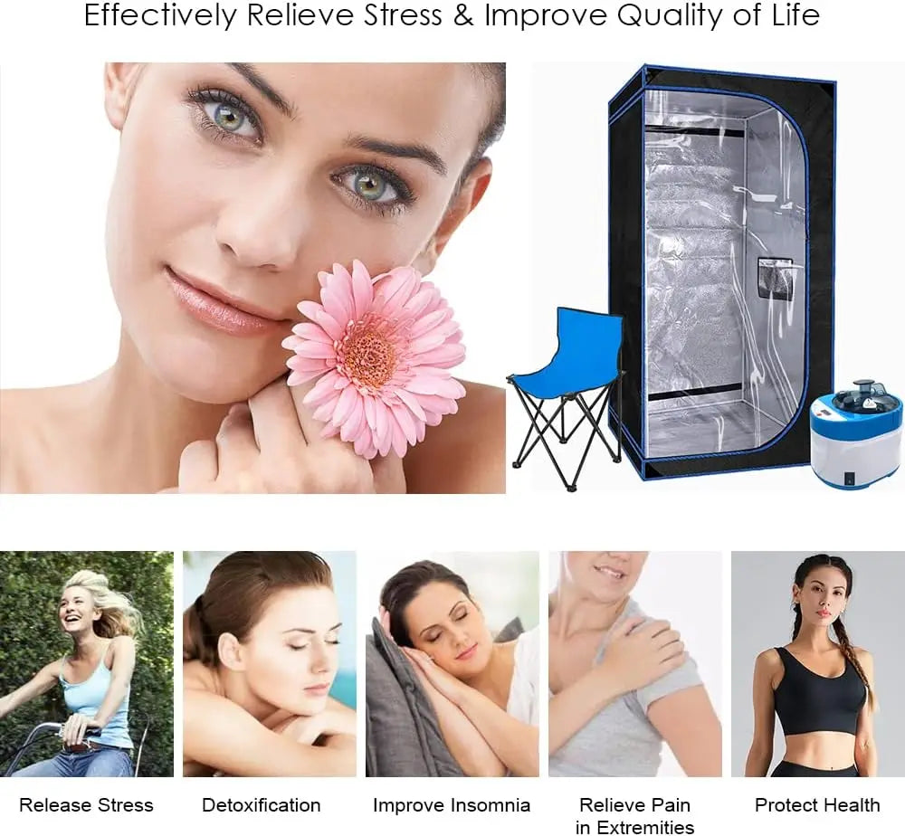 Portable Full Body Steam Sauna Spa – 4L 1500W with Chair Portable Steam Sauna Qst