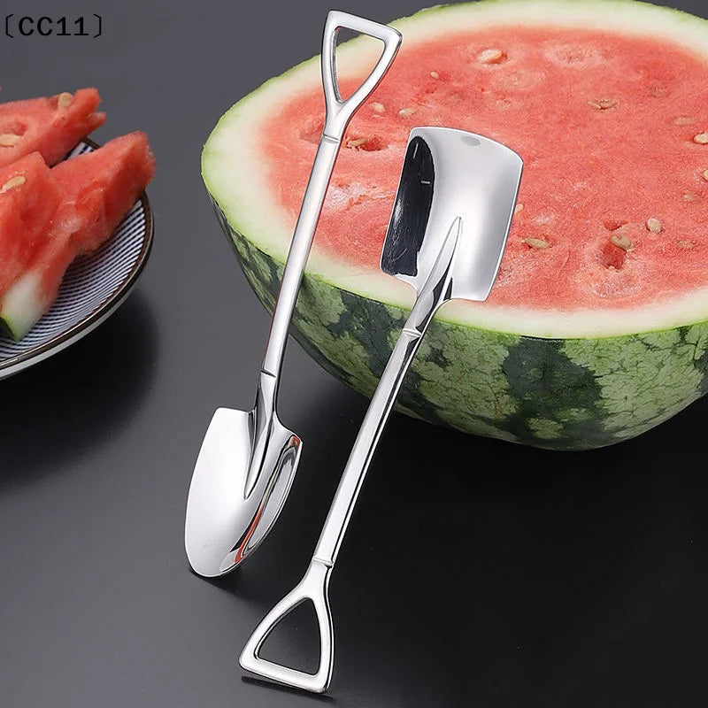 Stainless Steel Shovel Teaspoon – Coffee & Dessert Spoon Novelty Teaspoon Qme