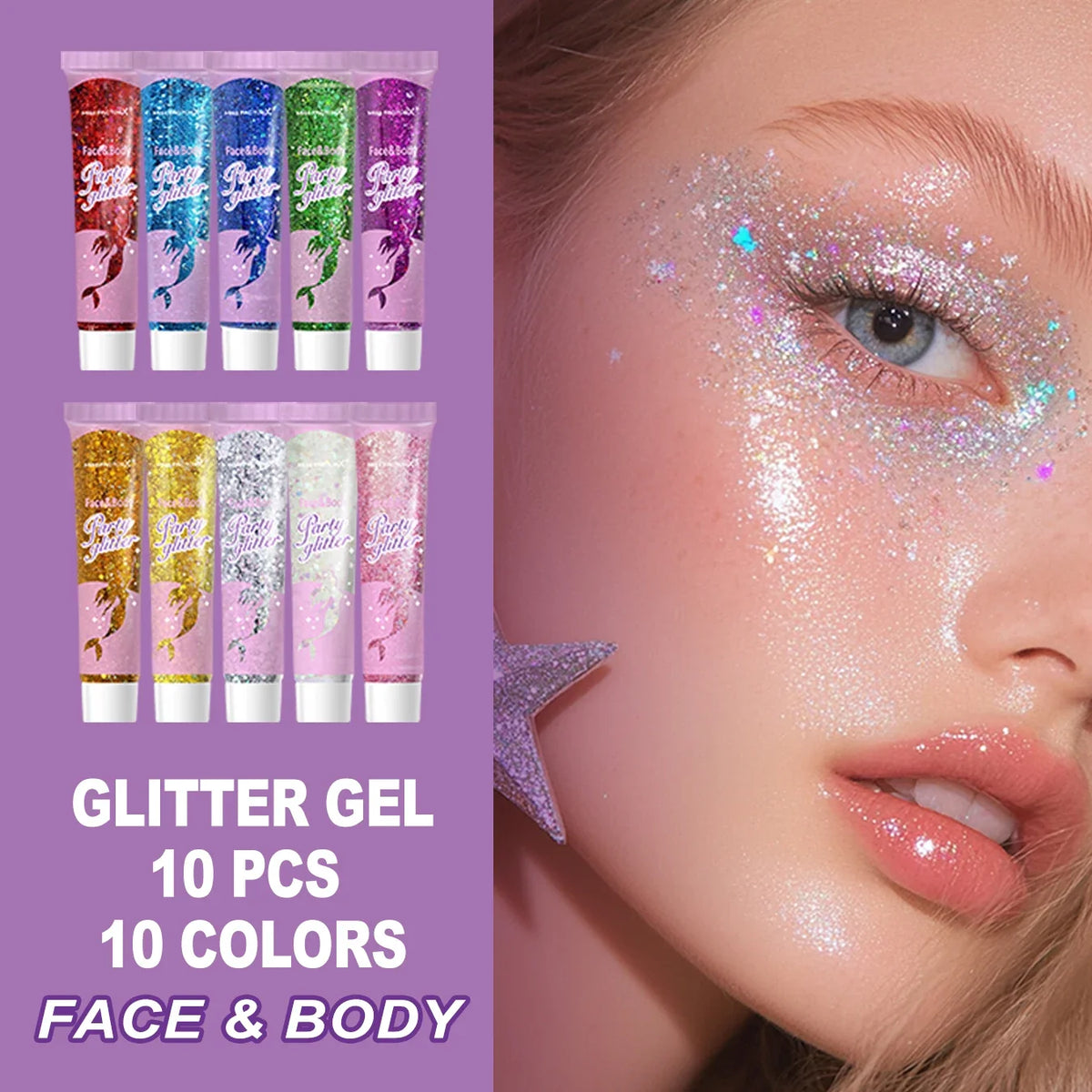 Women's 10-Set Gift Box: Hand Cream, Lipstick & Glitter Bag Beauty Gift Set Qme