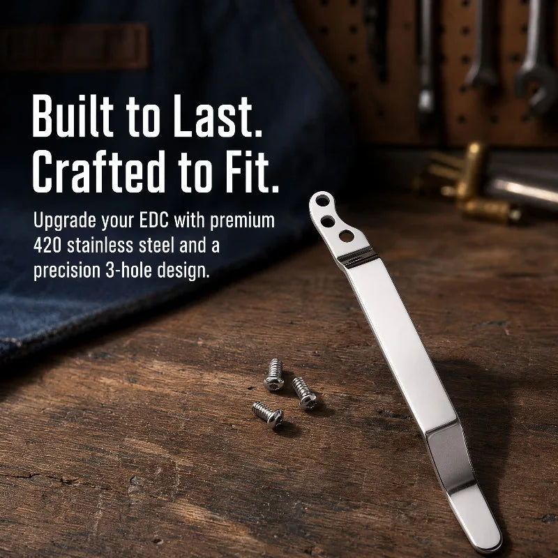 Stainless Steel Back Clip for DIY Folding Pocket Knife – Silver Knife Clip Accessory Qst