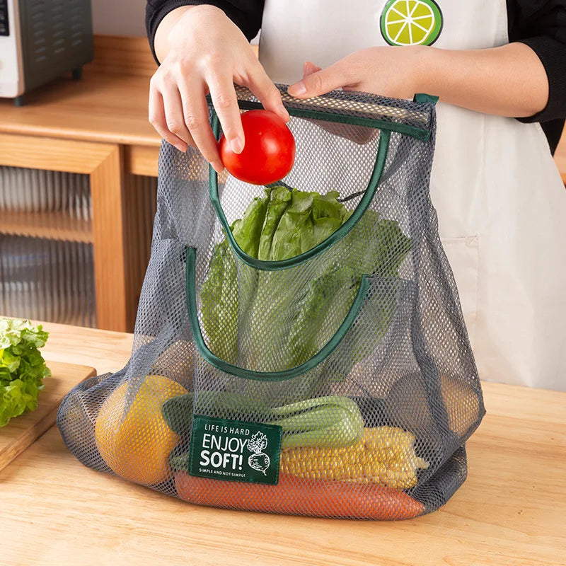 Reusable Hanging Mesh Storage Bags for Fruits & Vegetables Mesh Storage Bag Qme
