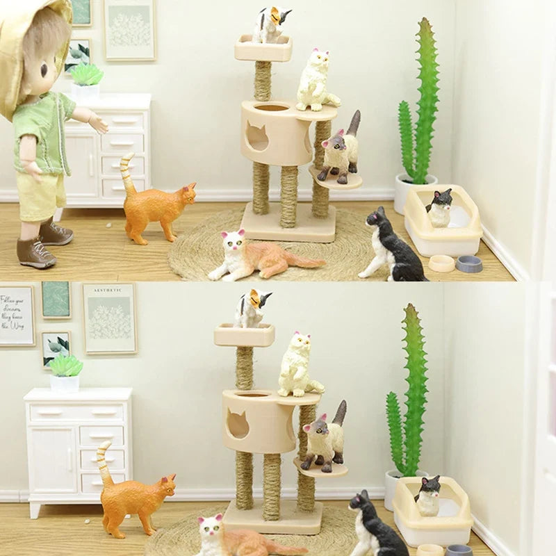1:12 Dollhouse Miniature Cat Climbing Frame Wood Model Dollhouse Miniature Prop Qme