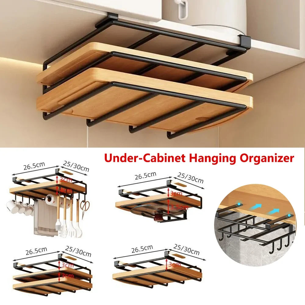 Under Cabinet Kitchen Organizer Rack – Hooks & Paper Towel Holder Cabinet Organizer Rack Qme