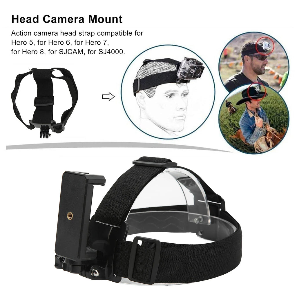 Adjustable Head Mount Strap for Action Cameras & Smartphones Camera Head Mount Qst