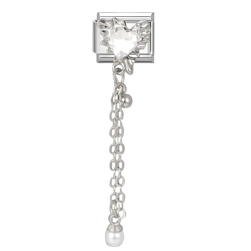 Zircon Heart Bird Bowknot Star Pendant Italian Charm | 9mm Italian Charm Pendant Qme Style 25