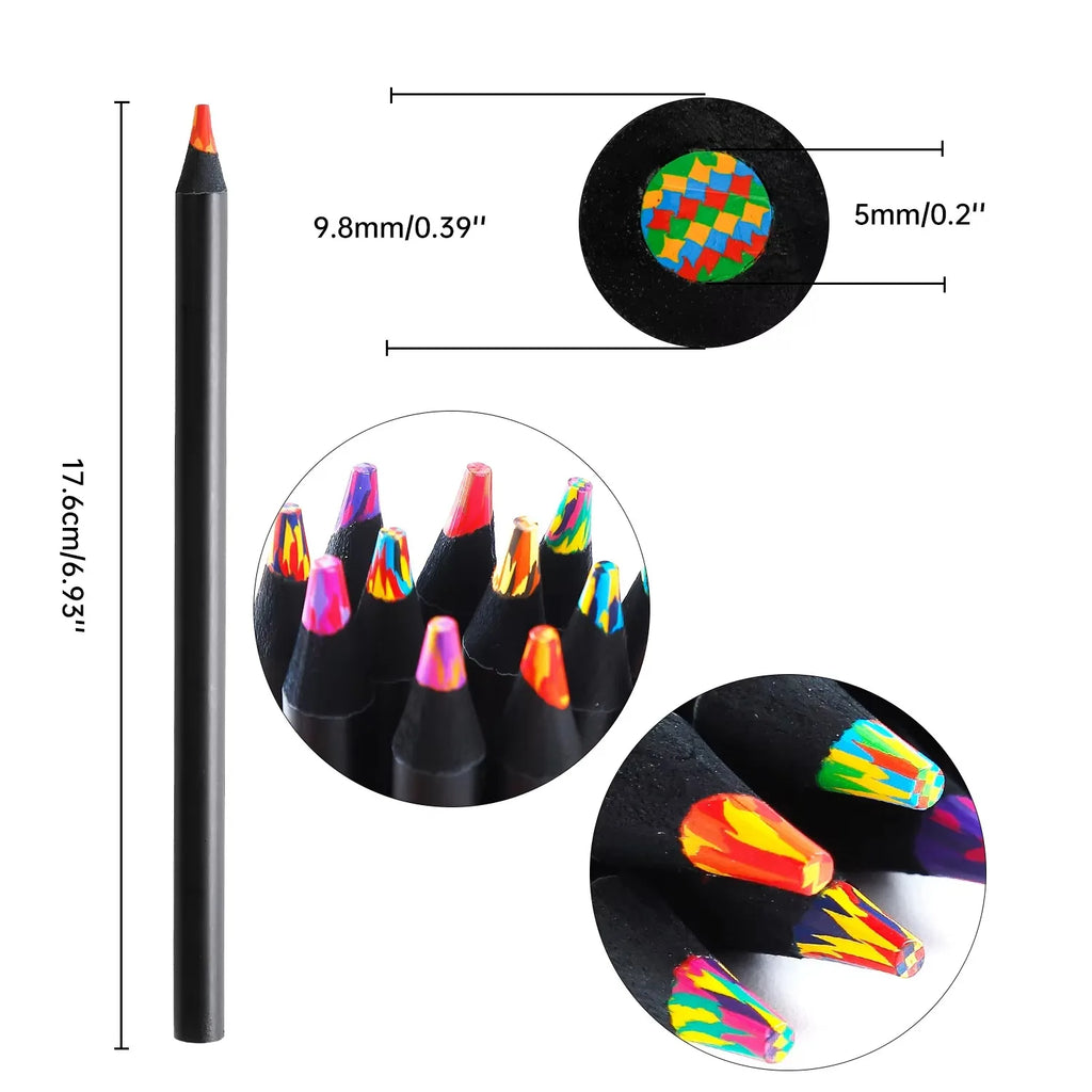 Rainbow Gradient Pencils 8 & 16 Pack – No-Dust, Dreamy Colors Colored Pencil Set Qme