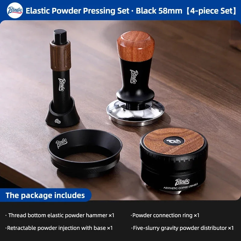 Bincoo 58mm Espresso Distributor – Wood Handle Barista Tool Espresso Distributor Qst Black 4pcs A