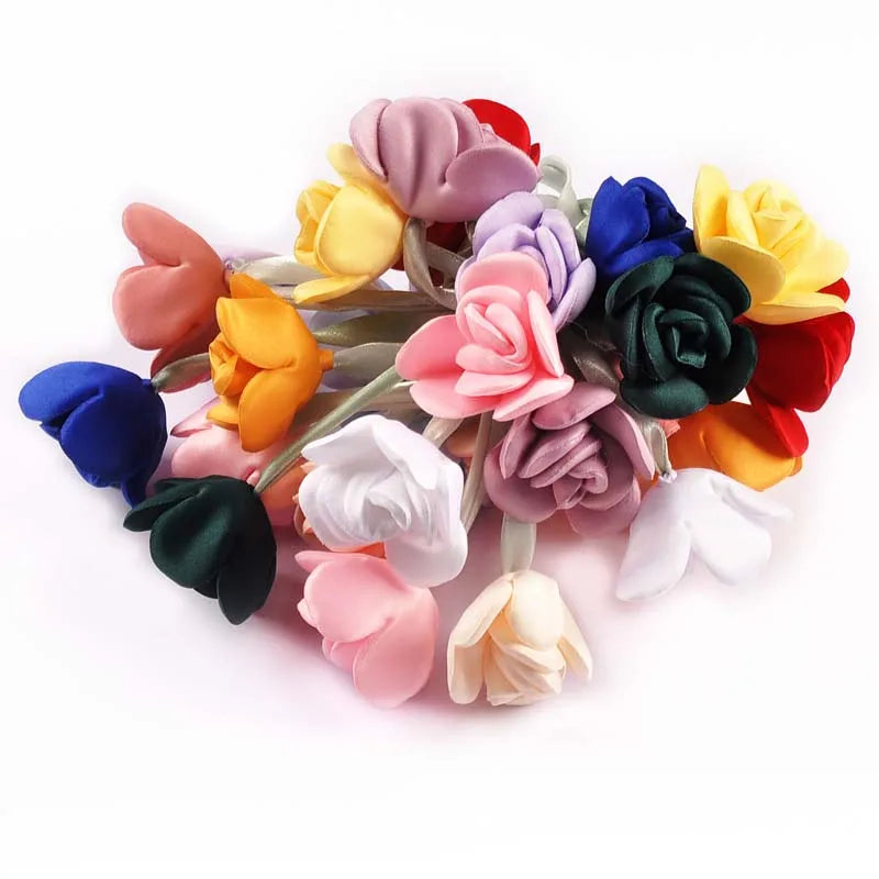 Rose Ribbon Hairband with Edge Clip | Polyester Ponytail Tie Ribbon Hair Accessory Qme