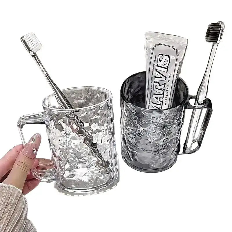 Transparent Plastic Toothbrush Cup with Handle | Multipurpose Toothbrush Cup Qst